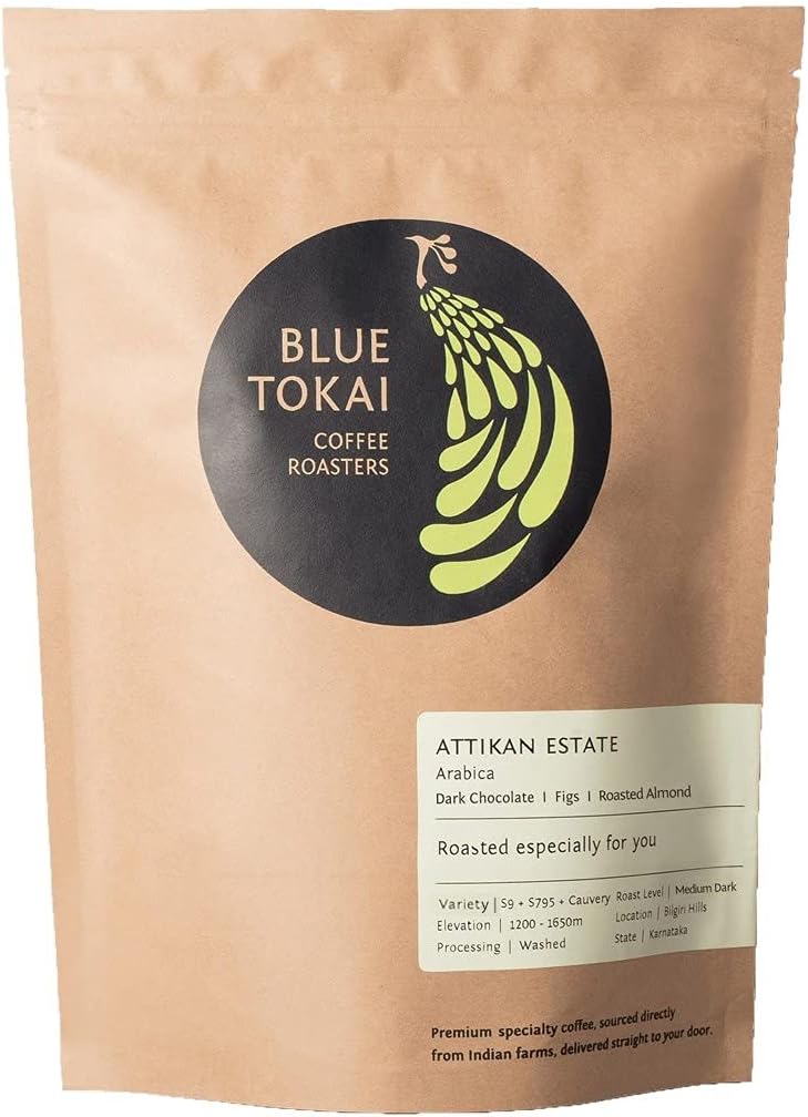 Blue Tokai Coffee Roasters Attikan Estate - Medium Dark Roast Pouch | Turkish Grind 500G| Rich & Smooth | 100% Arabica Beans | Specialty Coffee | Freshly Roasted Ground Coffee