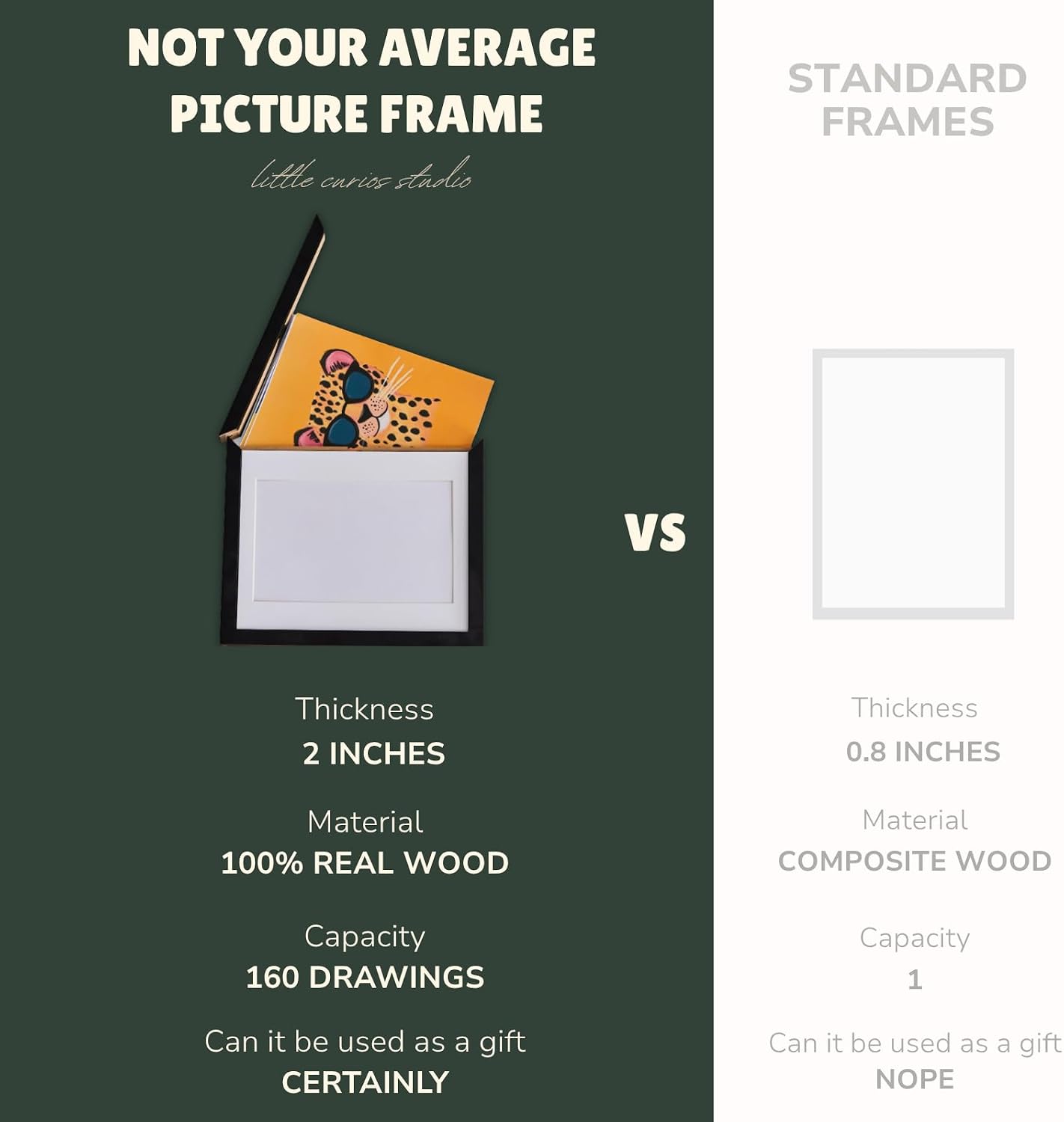 Kids Art Frame Changeable | 8x10 Picture Frame | 100% Real Wood | Classroom Decor | Magnetic Wooden Kids Easy Open Art Frame (Walnut)