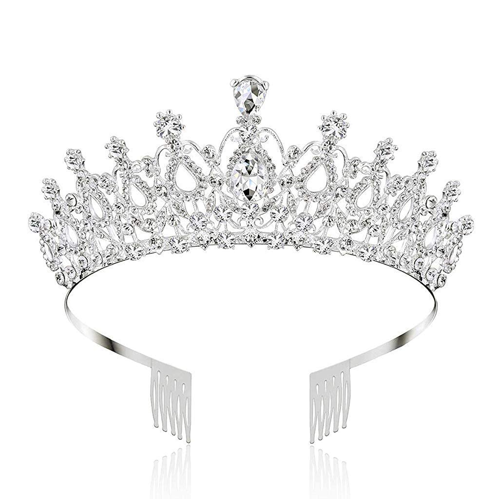 rvm jewels Crystal Tiara Wedding Crown For Bride with Rhinestones Comb For Woman and Girls-picture-10