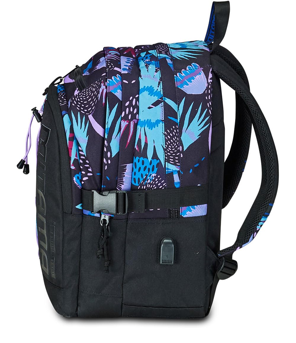 Mitama Zaino Triplo Scomparto, Tasca porta PC, Nero e Viola, Bambino Ragazzo + Portapenne bambino