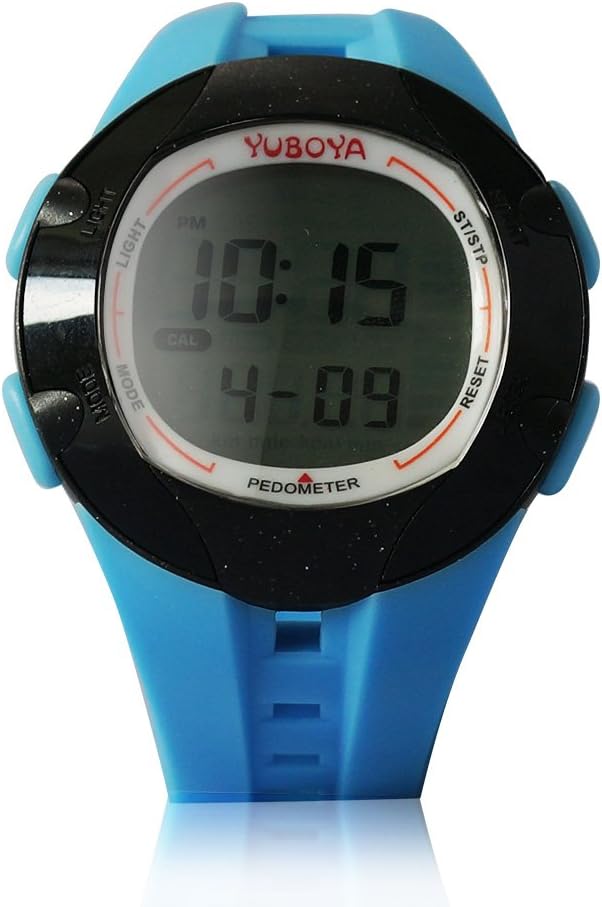 Yuboya Multi-functional Waterproof Sport Watch Alarm with Backlit Digital3D Calorie Wrist Pedometer Watch With High-grade PU Watchband, With 6 Mode-- Pedometer Mode; Stopwatch Mode; Date&Time Mode ; Accumulate Data Mode; Alarm Mode; Data Memory Mode (Blue)