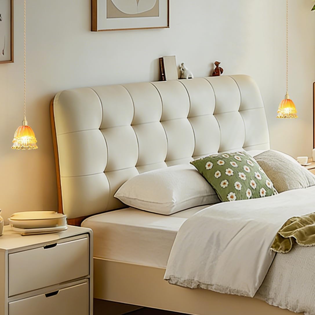 Flower Glass Pendant Light for Kitchen Island Retro Antique Pendant Lighting Vintage Gold Single Petal Ceiling Hanging Lamp Mini Modern Chandelier for Dining Room Bathroom Bedroom Farmhouse