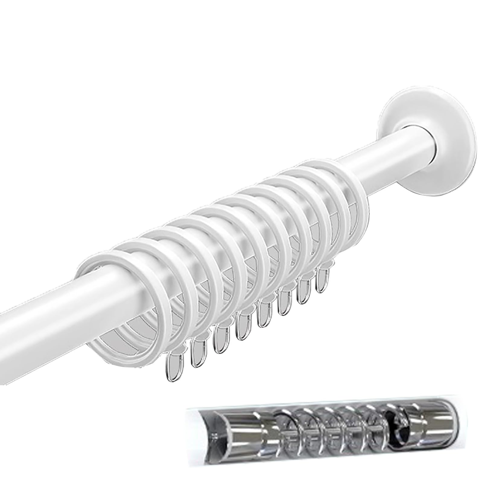 Tringle penderie kit extension rideau blanc barre tension robuste placard 110-170