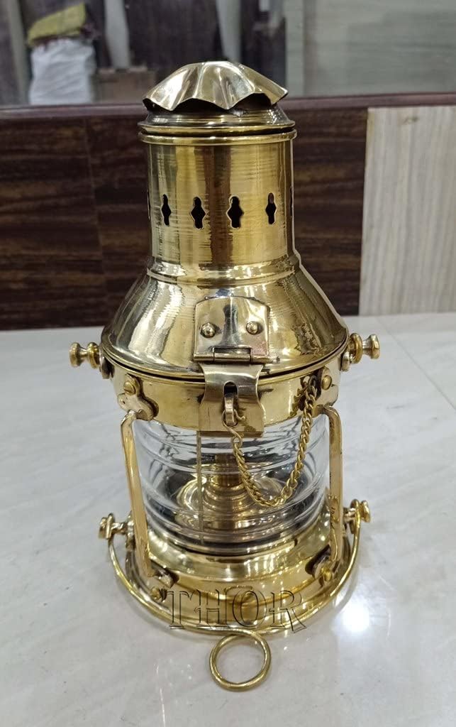 Nautical Brass Lantern Oil Lamp -Decorative Hanging Lantern- Marine Ship Lamp -Vintage Brass Oil Lamp Maritime Ship Boat Lanterns Rustic Vintage Home Decor Gifts