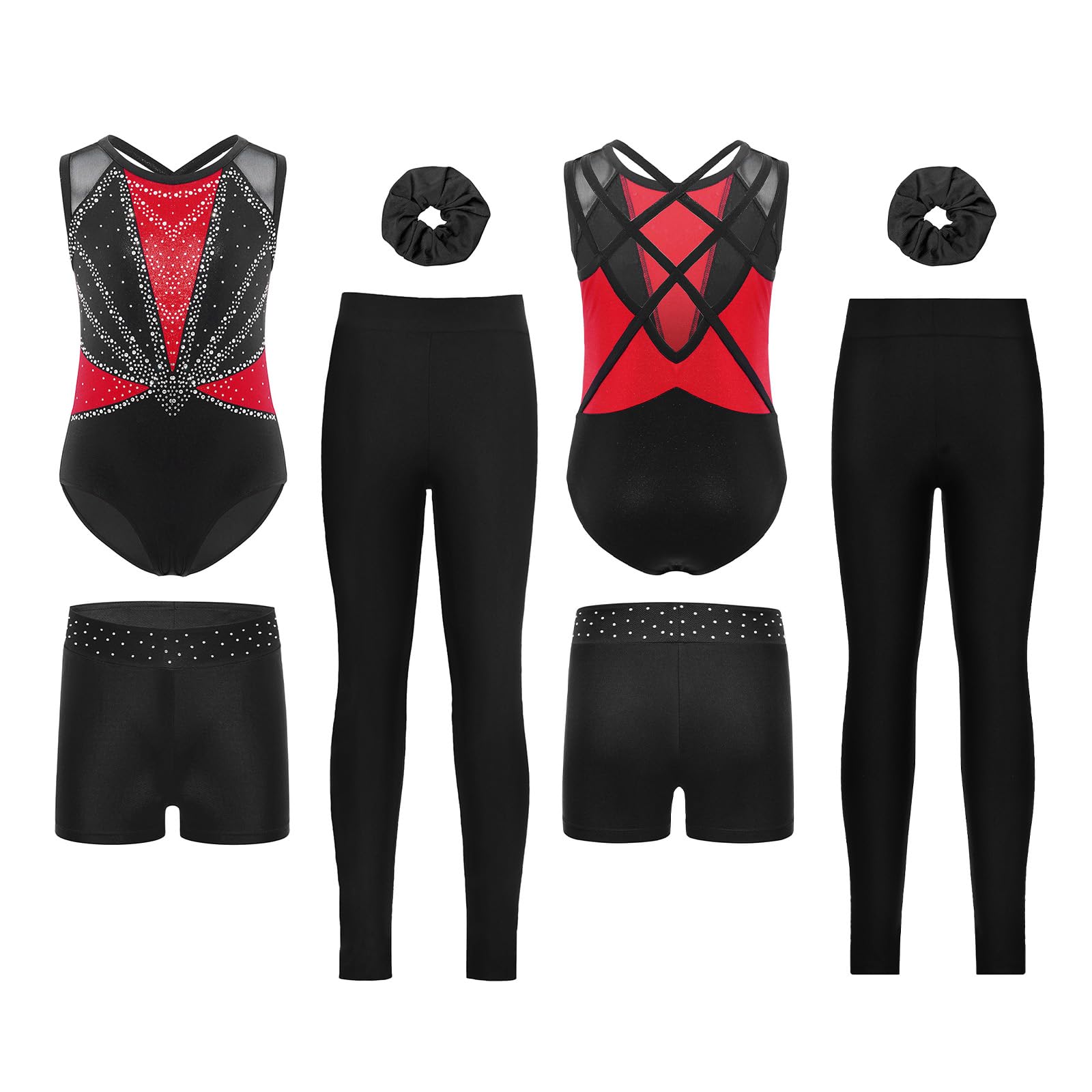 Vxuxlje Bambini Body Ginnastica Ritmica Bambine Con Shorts Tuta Intera Da Pattinaggio Artistico Ragazze Body Danza Classica Danza Classica Rosso 13-14 anni