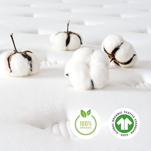 Miniatura 8 de Colchón matrimonial de 10 pulgadas, colchón híbrido con espuma viscoelástica de gel refrescante y resorte de bolsillo, funda de tela de algodón