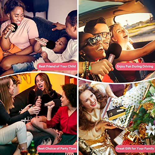Maono Bluetooth Karaoke Microphone, Mkp100 Portable 3-In-1 Wireless Handheld Mic With 8 Magic Sounds For Car Travel Home Party, Music Recording, Aux, Duet Singing, Gift For Kids Adults(Champagne) #TOP1