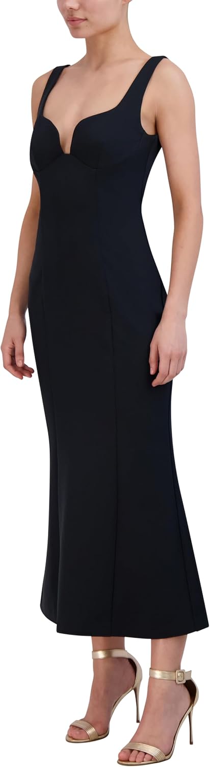 BCBGMAXAZRIA Womens Sleeveless Sweetheart Neck Flared Sheath Midi Dress - Image 2