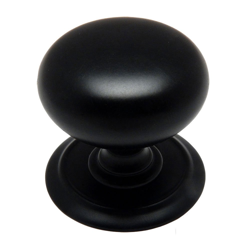 Cosmas® 6542FB Flat Black Round Cabinet Hardware Knob with Backplate - 1-1/4" Diameter