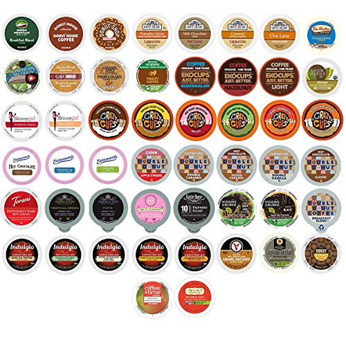 Coffee, Tea, Cider, and Hot Chocolate Single Serve Cups For Keurig K cup Brewers, Variety Pack Sampler, includes Hot Cocoa from Grove Square and Crazy Cups, 50 Count