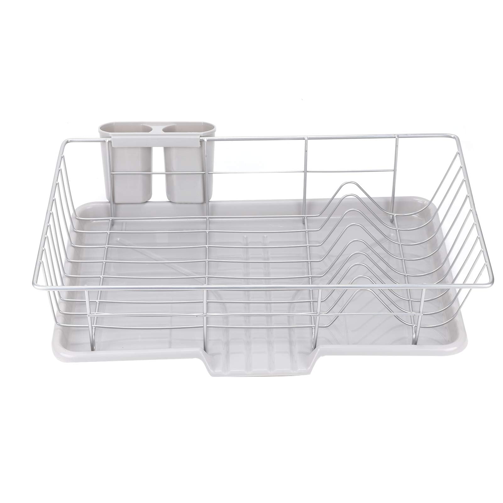 SUNNYNEST Dish Drainer with Drip Tray and Removable Cutlery Holder Stainless steel Anti-Rust Drying Rack Dish Plate Draining Basket Rack for Kitchen or Counter