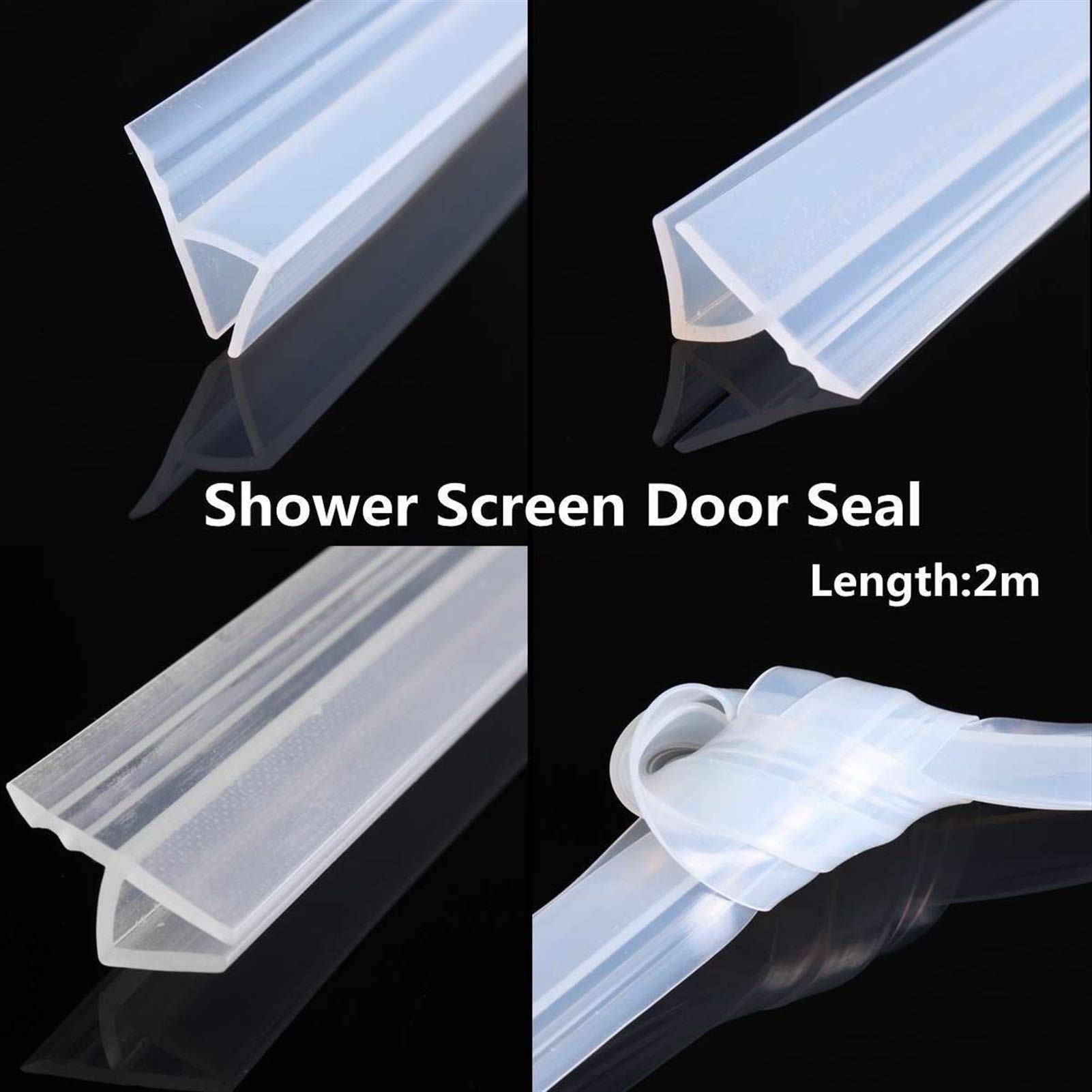 Bclla Zkenshan-Weather Stripping Seal 2M 6/8mm 6.5ft Bath Shower Screen Door Sealing Strip, for Glass Thickness Seal, Glass Door Seal Strip Stop Shower Leaks (Thickness : 6mm)