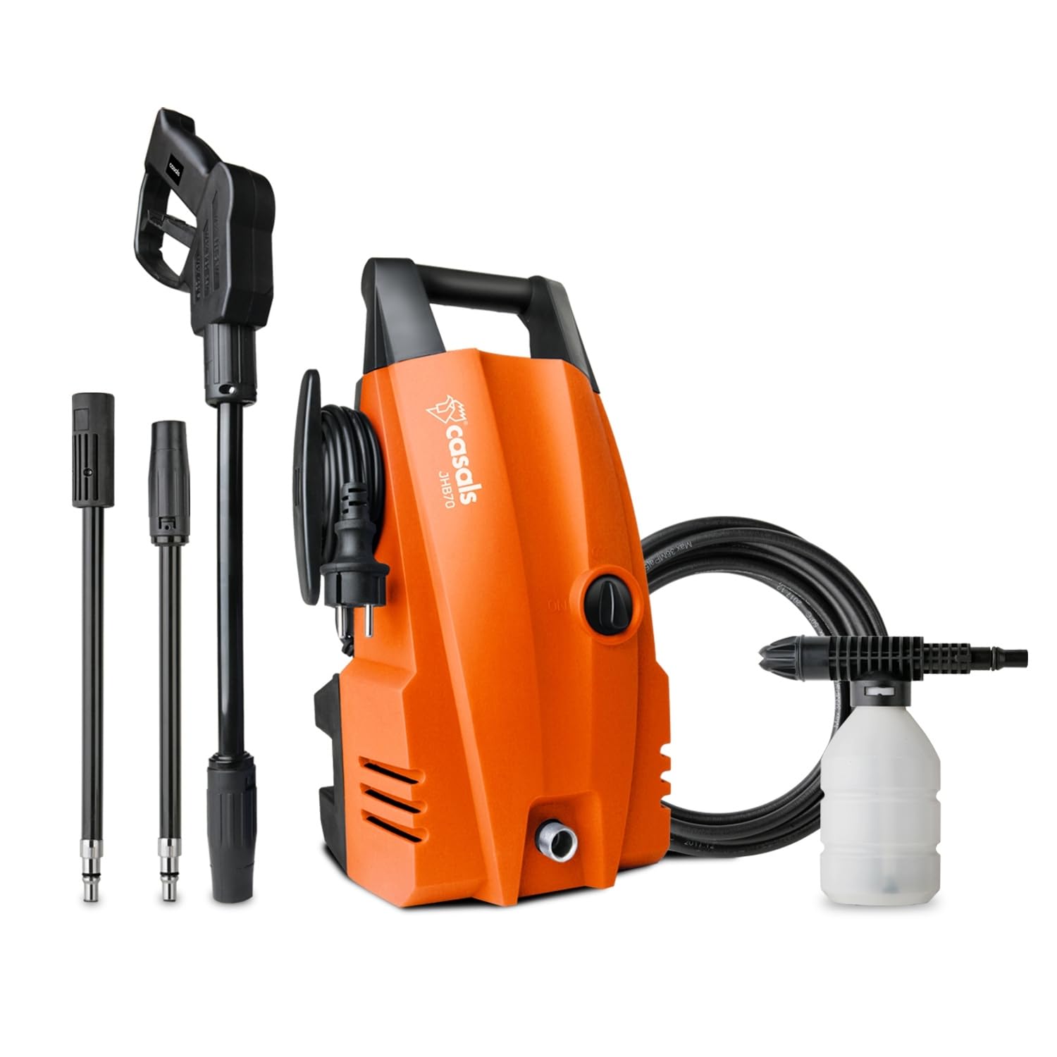 CASALS - Hidrolimpiadora de Alta presión 1400 W con caudal de 375 L/H y 105 Bares de presión | Deposito para detergente hidrolimpiadora | Pistola de Agua a presión Ideal para Suelo terraza Exterior