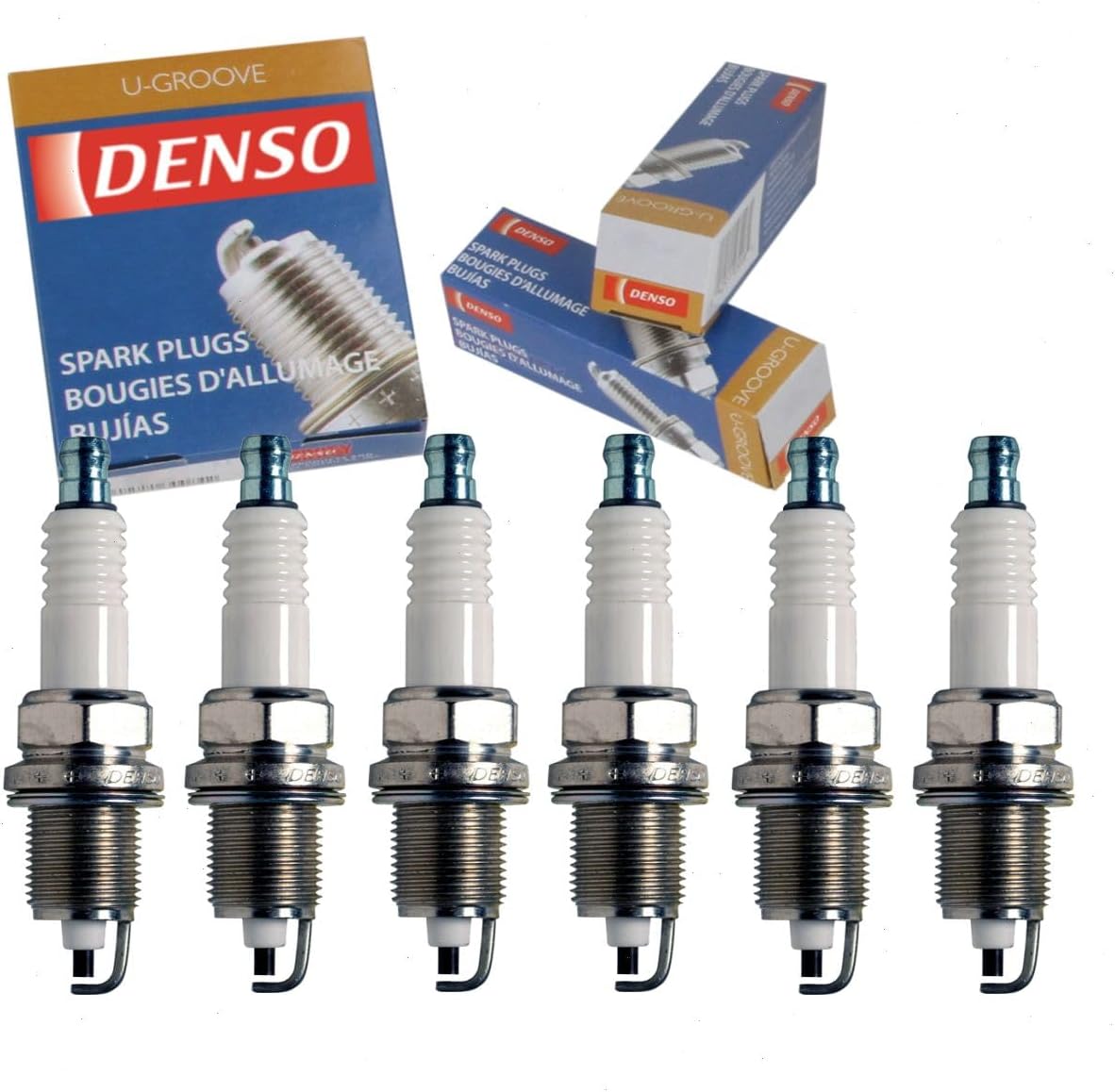 6 pc DENSO Standard U-Groove Spark Plugs compatible with Chrysler Town & Country 4.0L V6 2008-2010