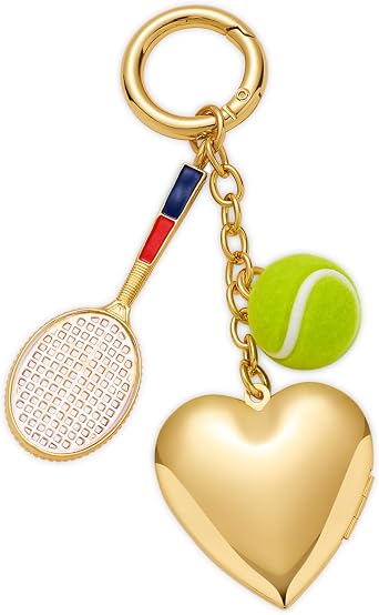 Cute Tennis Keychain for Women Heart Purse Charm Tennis Ball Bag Charm Keychain Accessory