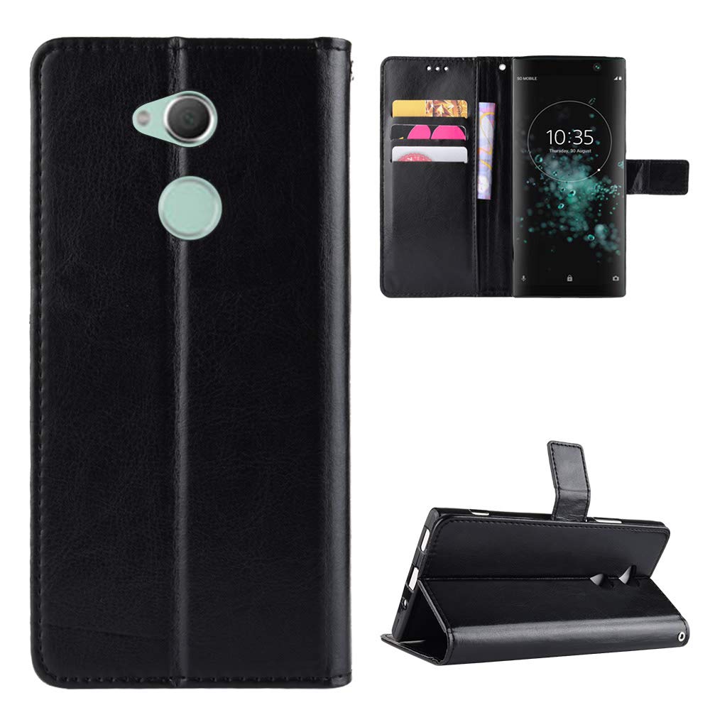 Verco Handyhülle Für Sony Xperia XA2 – Flip Cover Aus PU Leder Mit Magnetverschluss, Schwarz