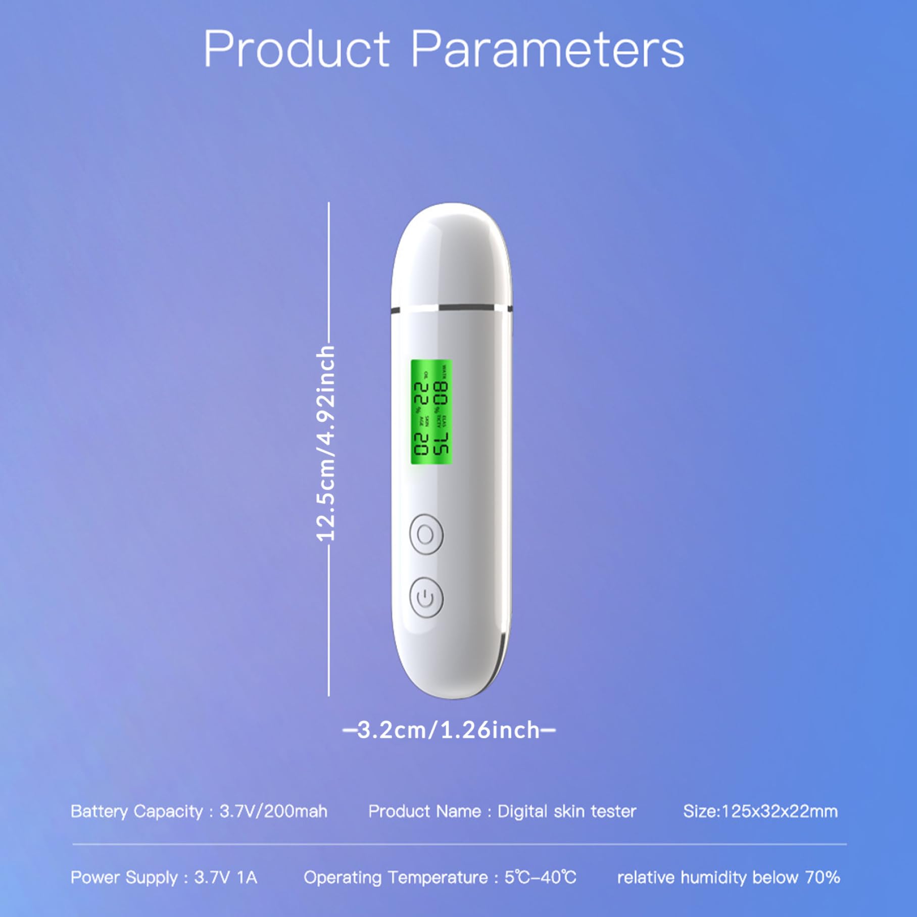 Testeur d'hydratation pour la peau, testeur d'hydratation de la peau, Testeur d'humidité rechargeable LCD Digital Tester Skin Skin Oil Content Analyseur de soins Face Care Tool pour Beauty Salon Spa
