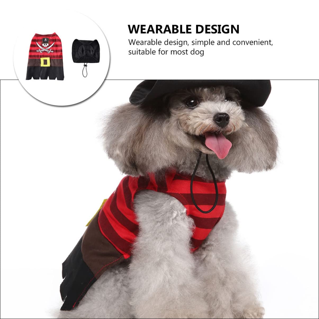 POPETPOP 3sets Costume Per Animali Domestici Da Pirata Completo Con Cappello Divertente Design Leggero e Confortevole Stile Unico Per Halloween e Feste Adatto Per Cani Di Piccola e Media
