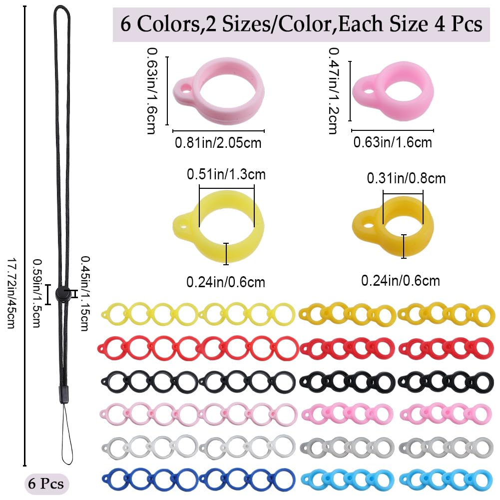 Set 42 Pezzi Cordini Anti-Smarrimento - Anelli In Silicone Nero, 8mm, Per Chiavi E Penne - Foto 4