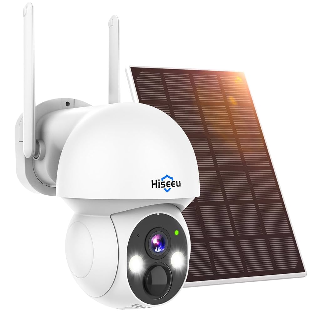 Buy Hiseeu Solar Panel Security Camera, 2.4G & 5G WiFi,Color