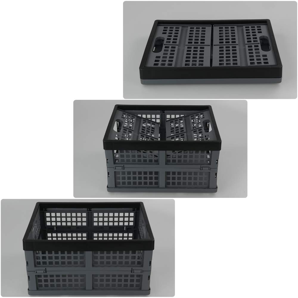 Bringer 15 L Profi-Klappbox Ben, 4er-Set Klappkiste Einkaufskorb Faltbox, Zusammenklappbare Milchkiste