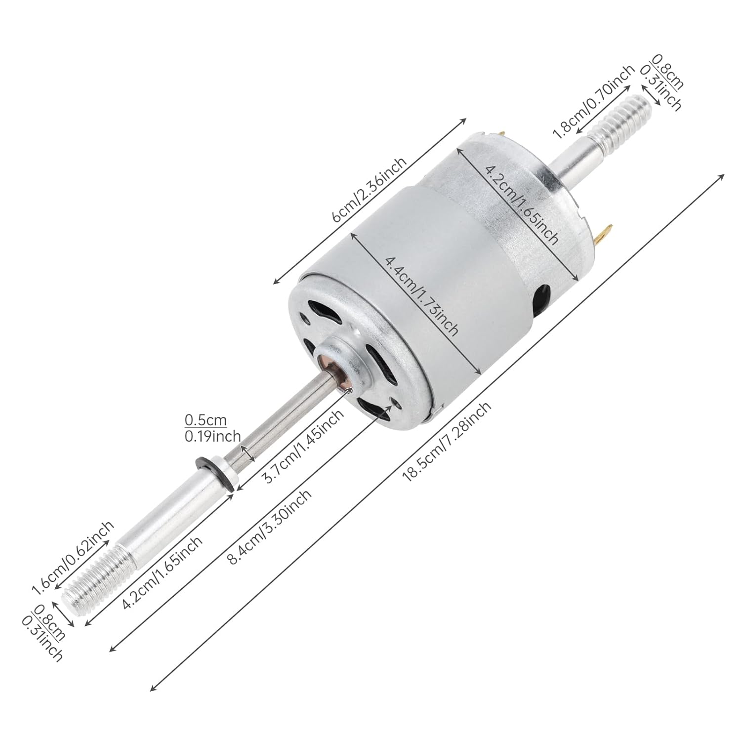 RS755 DC Motor 12V-24V 4000RPM-10000RPM Dual Output Long Shaft Electric Fan Motor Replacement CW/CCW