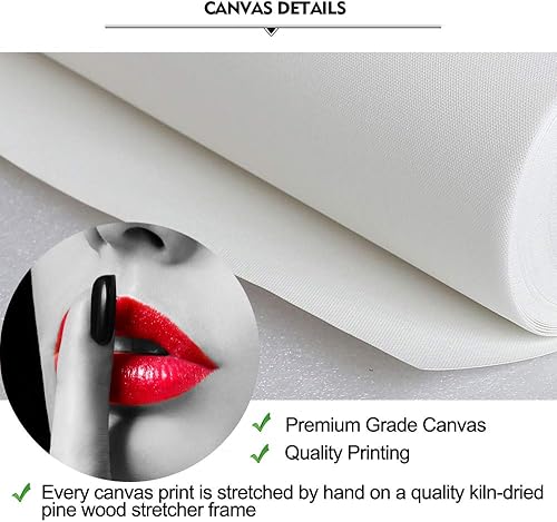 Miniatura 6 de iKNOW FOTO Decoración de dormitorio para mujer, diseño de labios rojos y negros, arte de pared, arte de pared para baño, póster de moda con marco