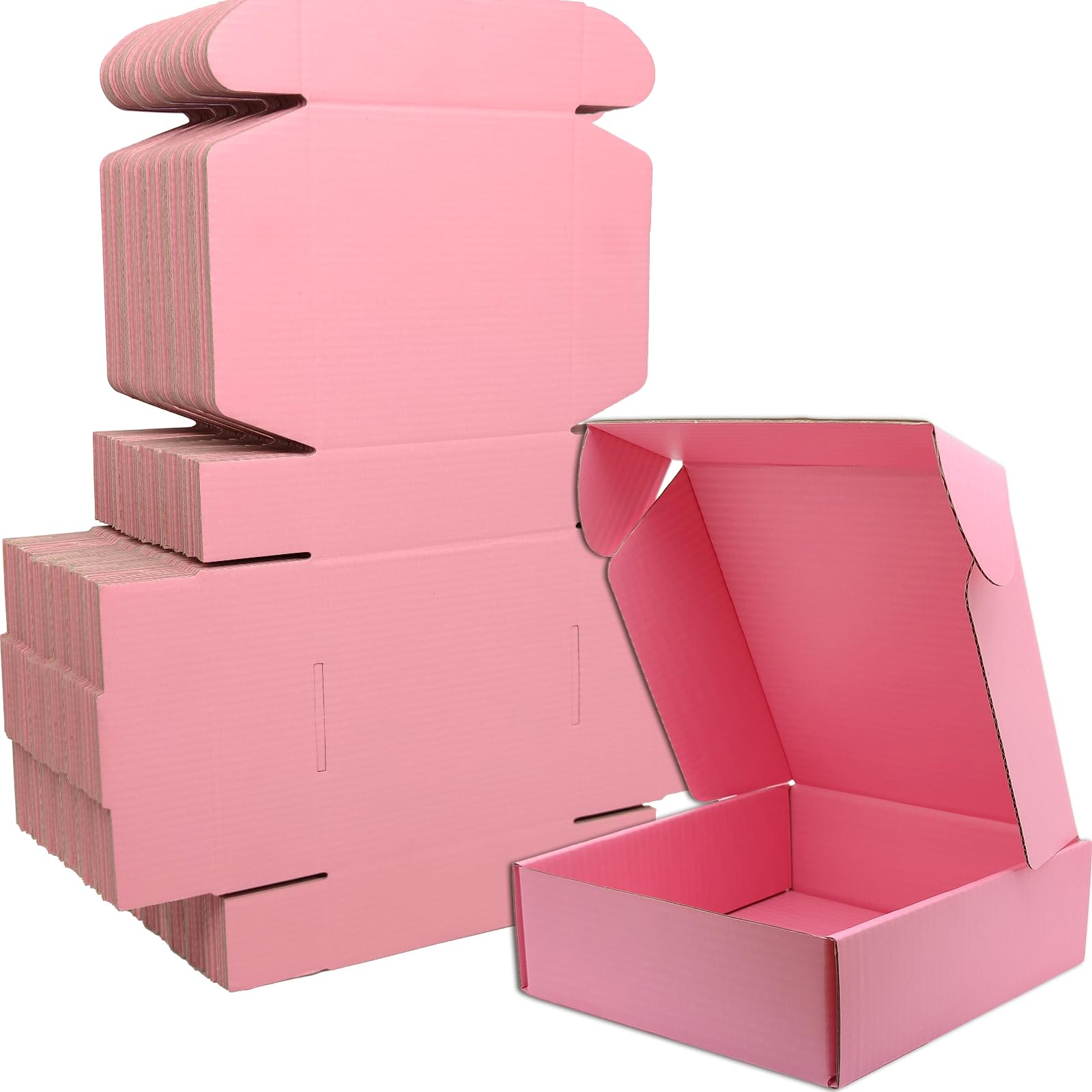 Lmuze 6x6x2 inches Small Shipping Boxes Set of 50 - Pink Mailer Corrugated Cardboard Boxes for Shipping Packaging Mailing Products