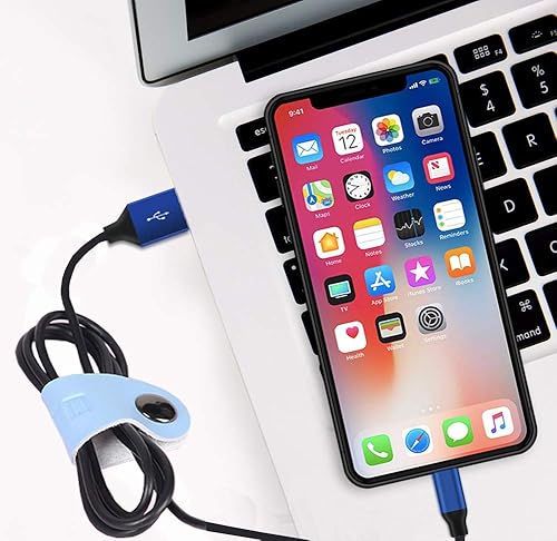 Miniatura 4 de Sujetador de piel para cables, para audífonos (juego de 3), Blanco