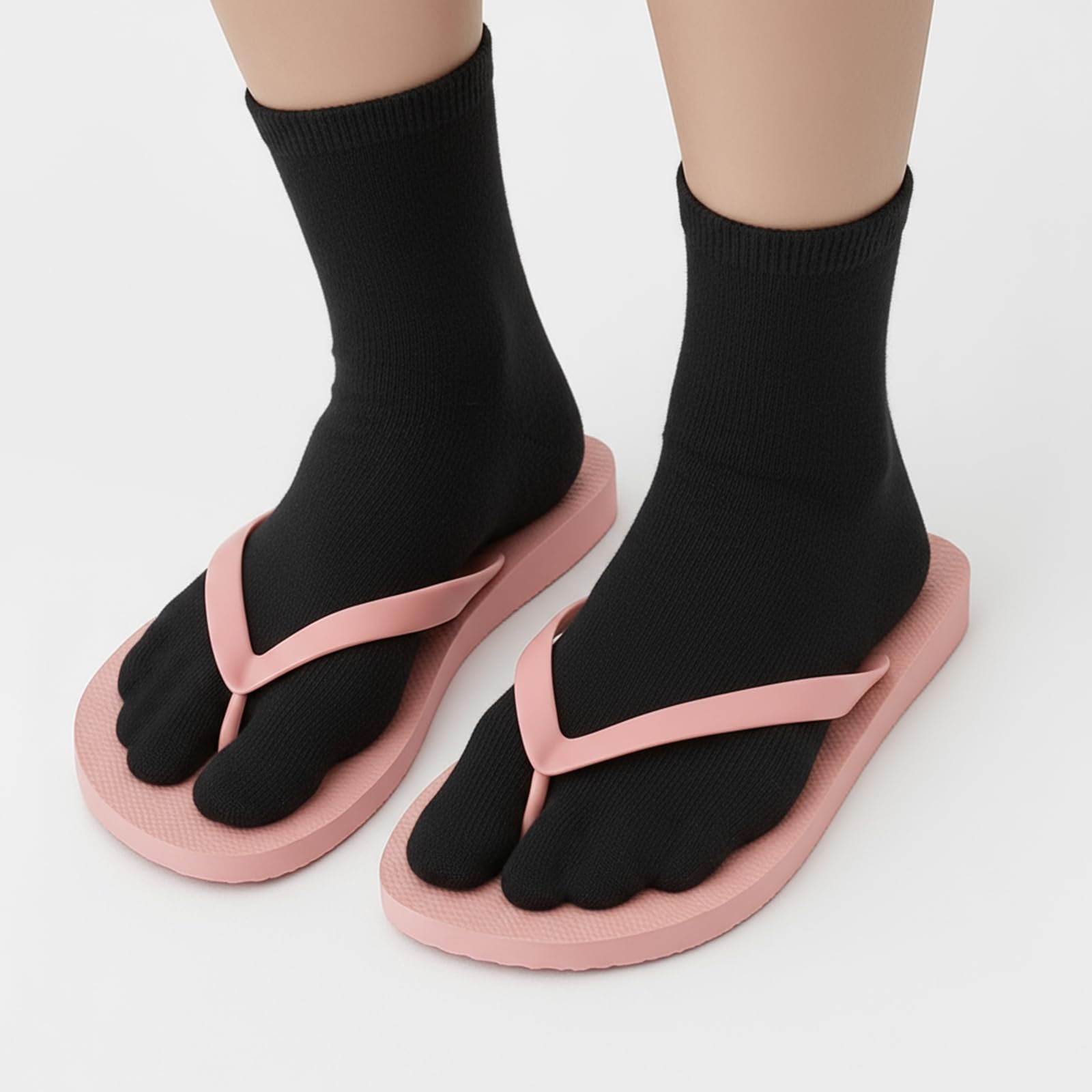 TIESOME 4 pares de calcetines japoneses Tabi para chanclas, calcetines elásticos de algodón con puntera dividida, calcetines separados para hombres y mujeres, Geta Samurai