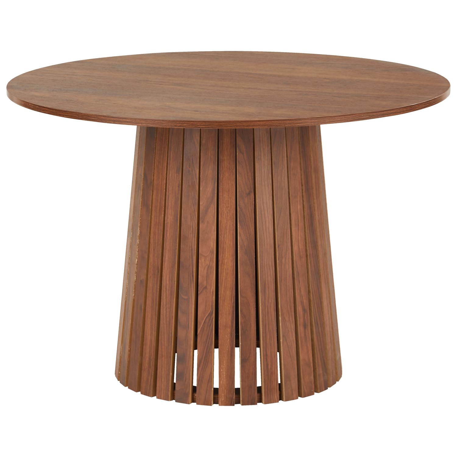 Stół do jadalni LIV, ciemne drewno, 5 krzeseł, okrągły design, styl skandynawski, średnica 110 cm