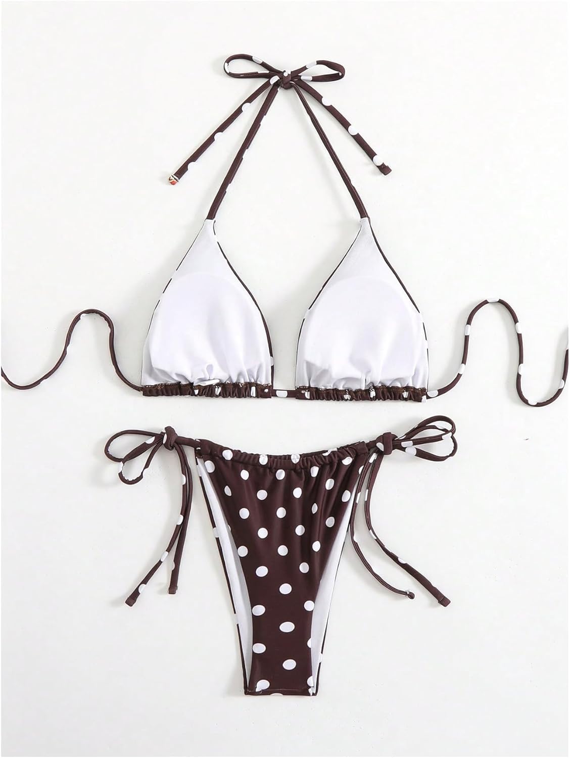 GORGLITTER Women's Polka Dots Bikini Set Triangle Halter Top High Cut Thong Sexy Cheeky 2026 Swimsuits Bathing Suits - Image 5