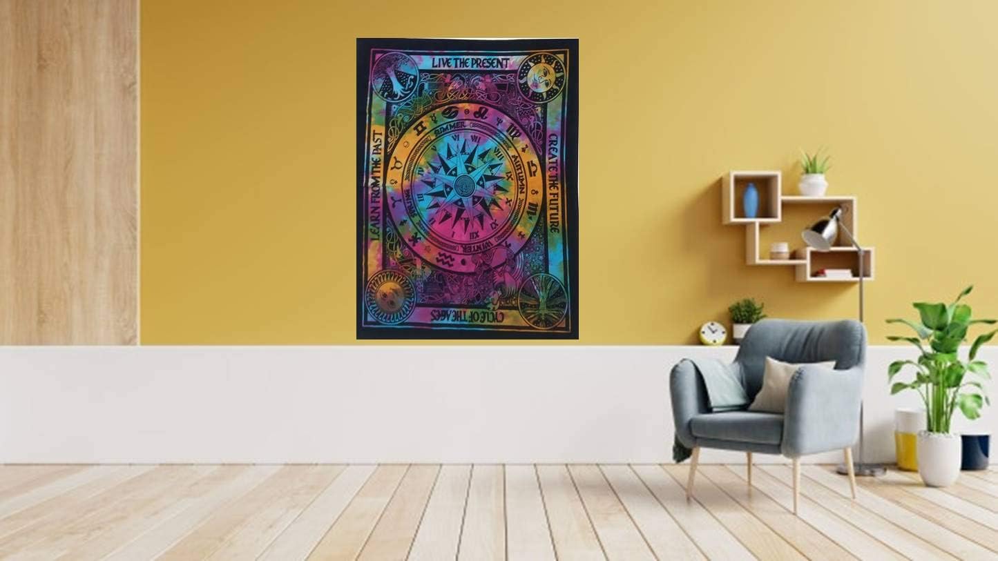 Purpledip Cotton Wall Poster Cosmic Karma: Bohemian Wall Hanging Tapestry (20065)