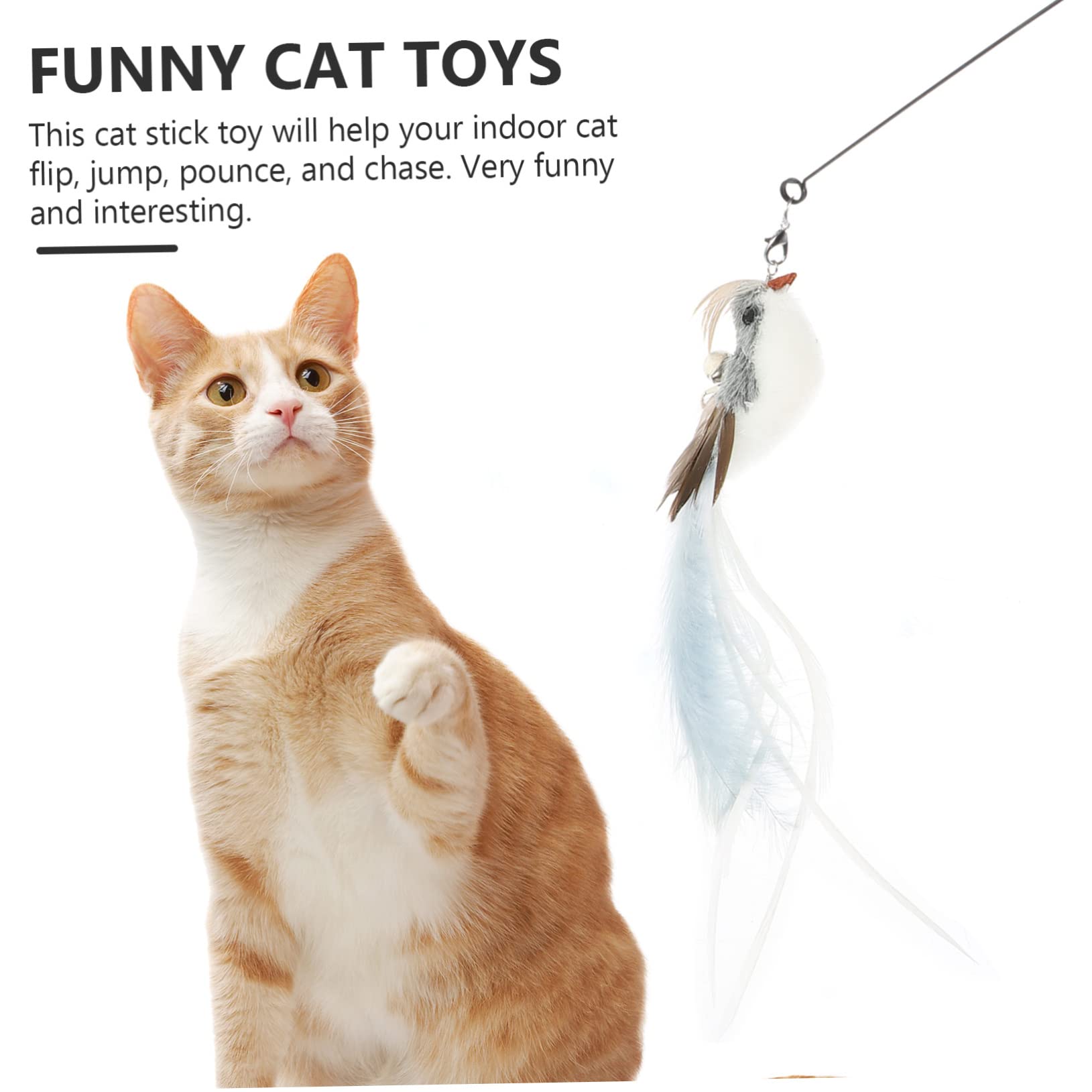 INOOMP Lot De 4 Jouets Interactifs pour Chats Dintérieur avec Poteau en Fil Dacier Légers Et Flexibles