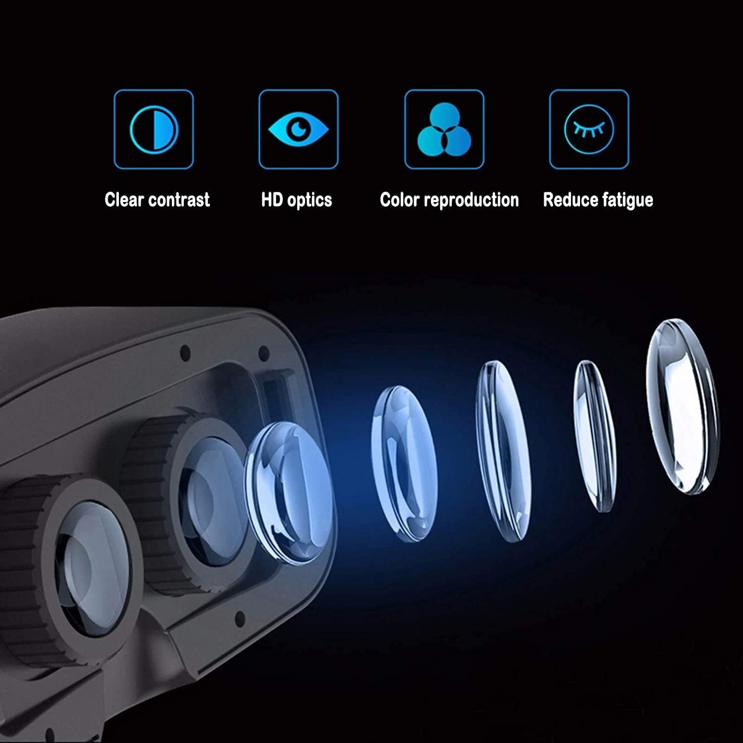 Auriculares VR, Controlador Anti-Azul de la Lente protegida del Ojo de la Lente Bluetooth Gamepad 3D VR Glasses Realidad Virtual para 4.5-6.7in Pantalla