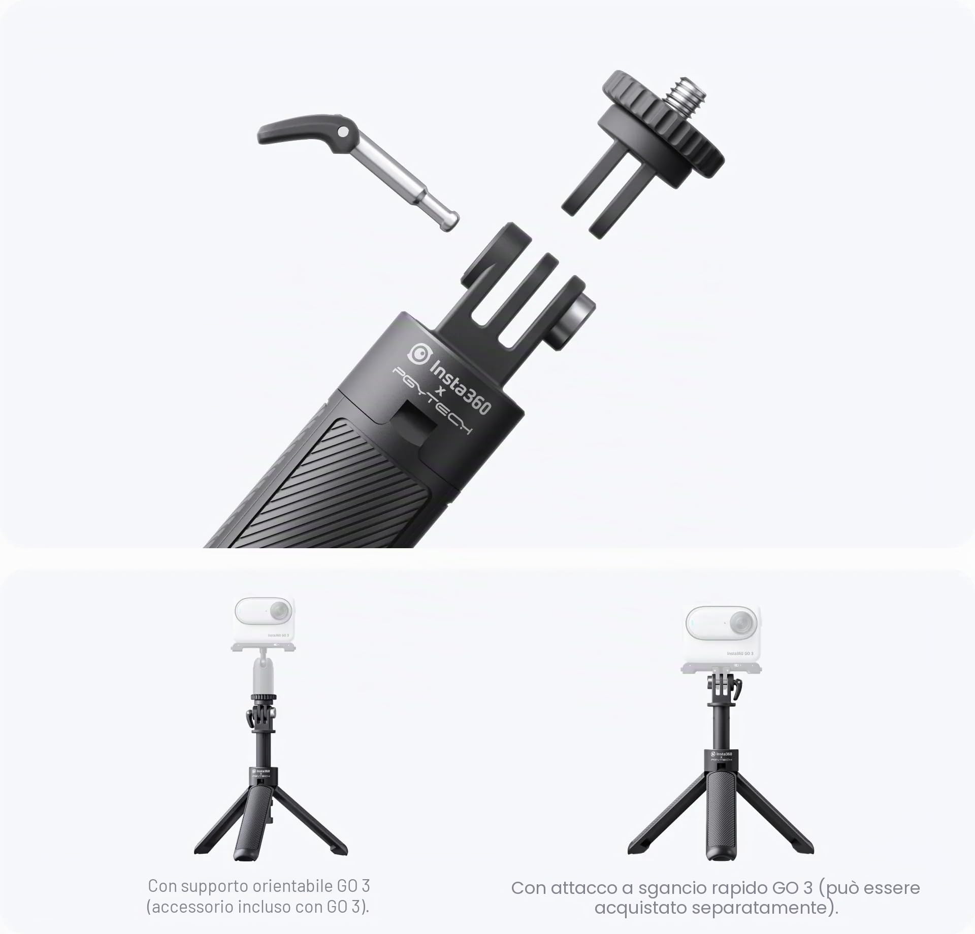 insta360 Mini treppiede 2 in 1 per X3,Link,ONE RS,ONE R,ONE X2,GO 2,ONE X, nero