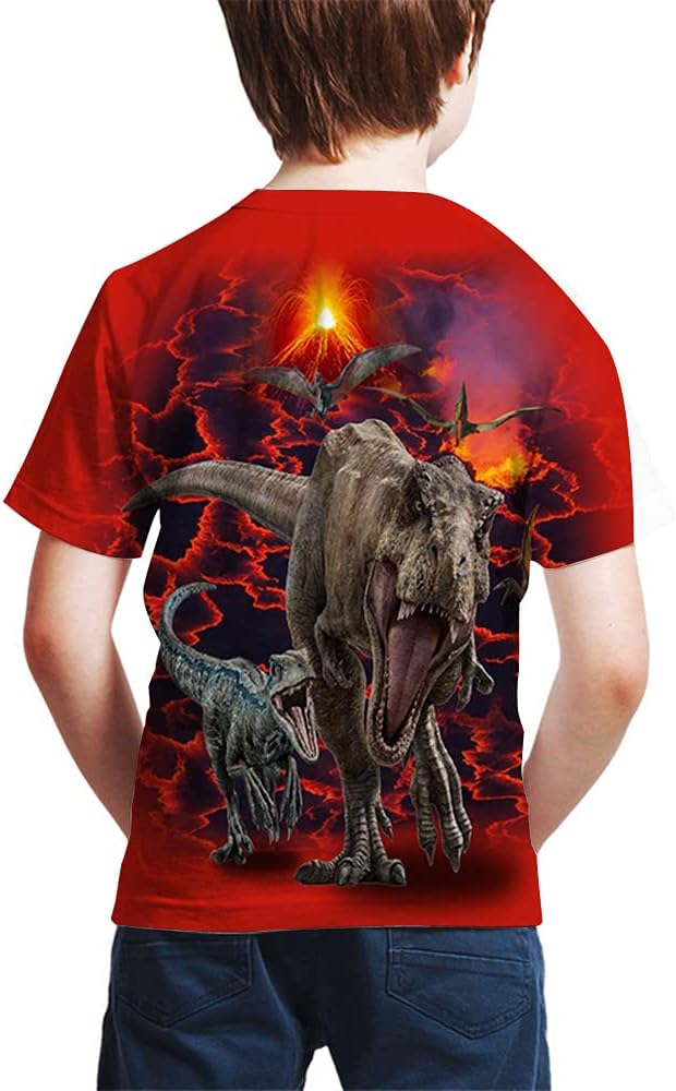Kids Print 3D Dinosaurs Tees Shirts for Youth Boys Girls 4-14 Years - Image 2