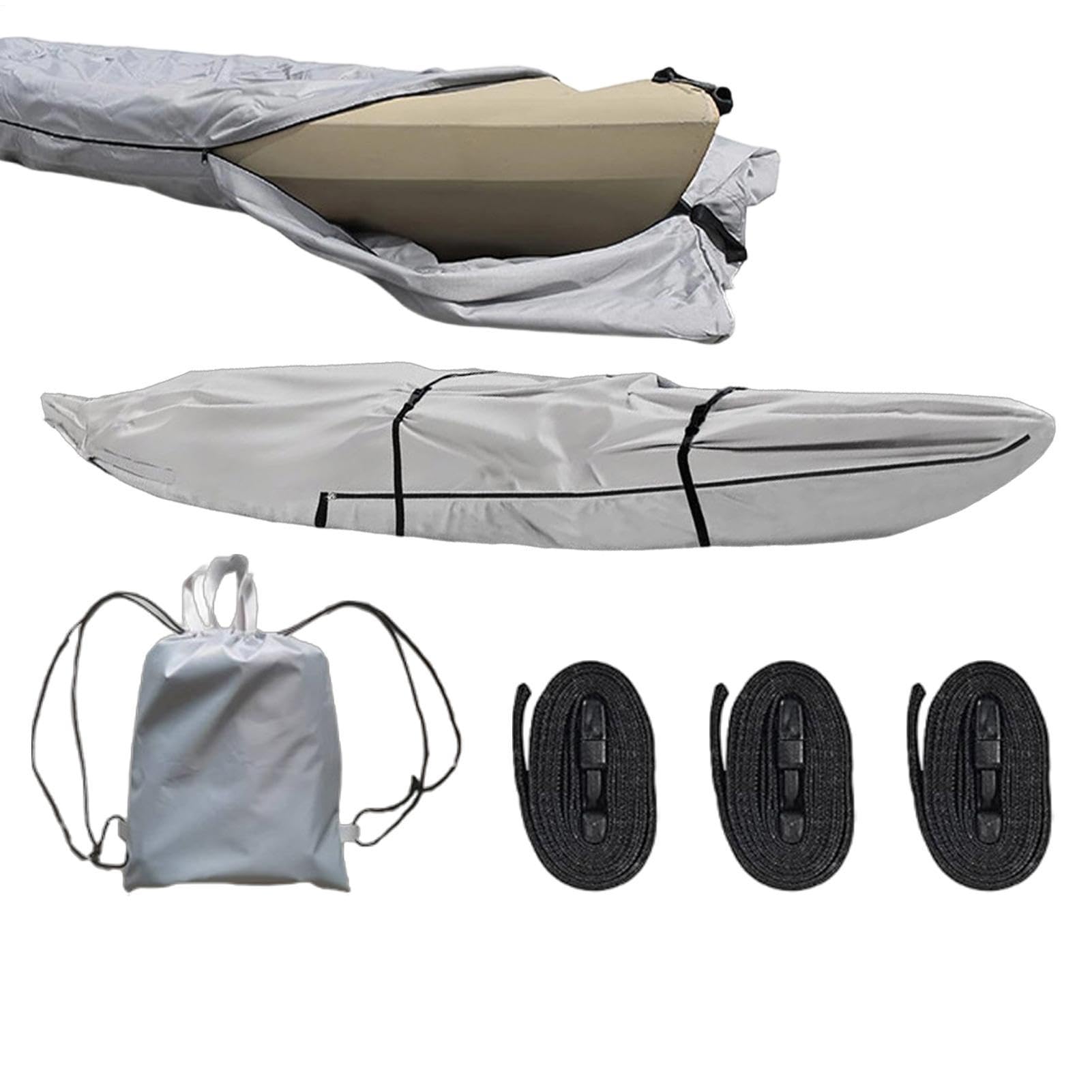 Kanu-Abdeckung 420D Oxford strapazierfähige UV-beständige wasserdichte | Kajak-Aufbewahrungstasche für Innen- und Außenbereich, Anhängertransport, Campingausflüge, Steg, Liegeplatz und Garte