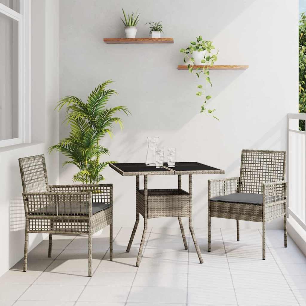Salon de jardin en polyrotin gris idéal pour aménager un balcon moderne