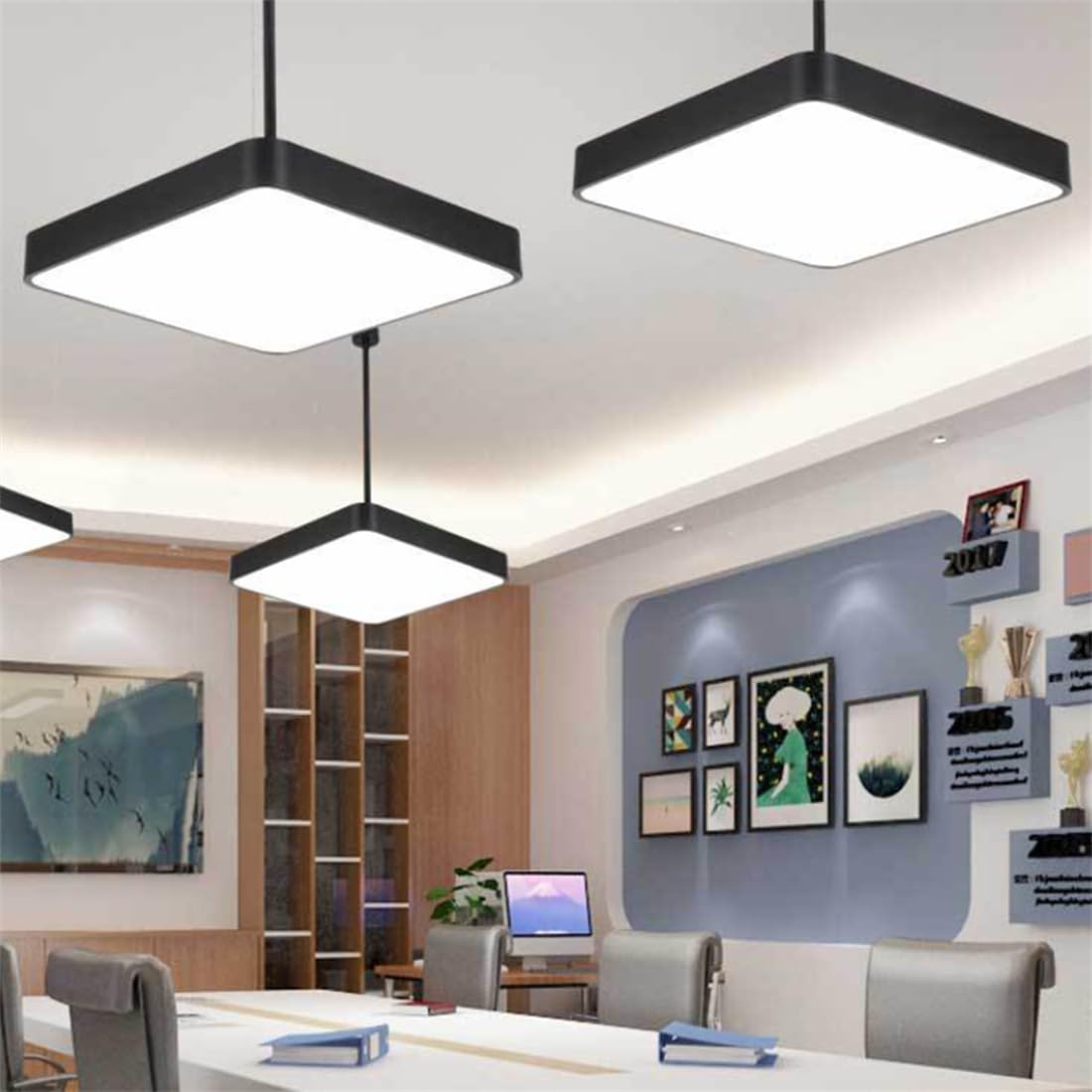 Czarna Kwadratowa Lampa Wisząca W Stylu Industrialnym Minimalistyczna Lampa Wisząca Z Regulacją Wysokości Żyrandol Komercyjny Kwadratowe, Postarzane Oświetlenie Sufitowe Do Kuchni, Wyspy,