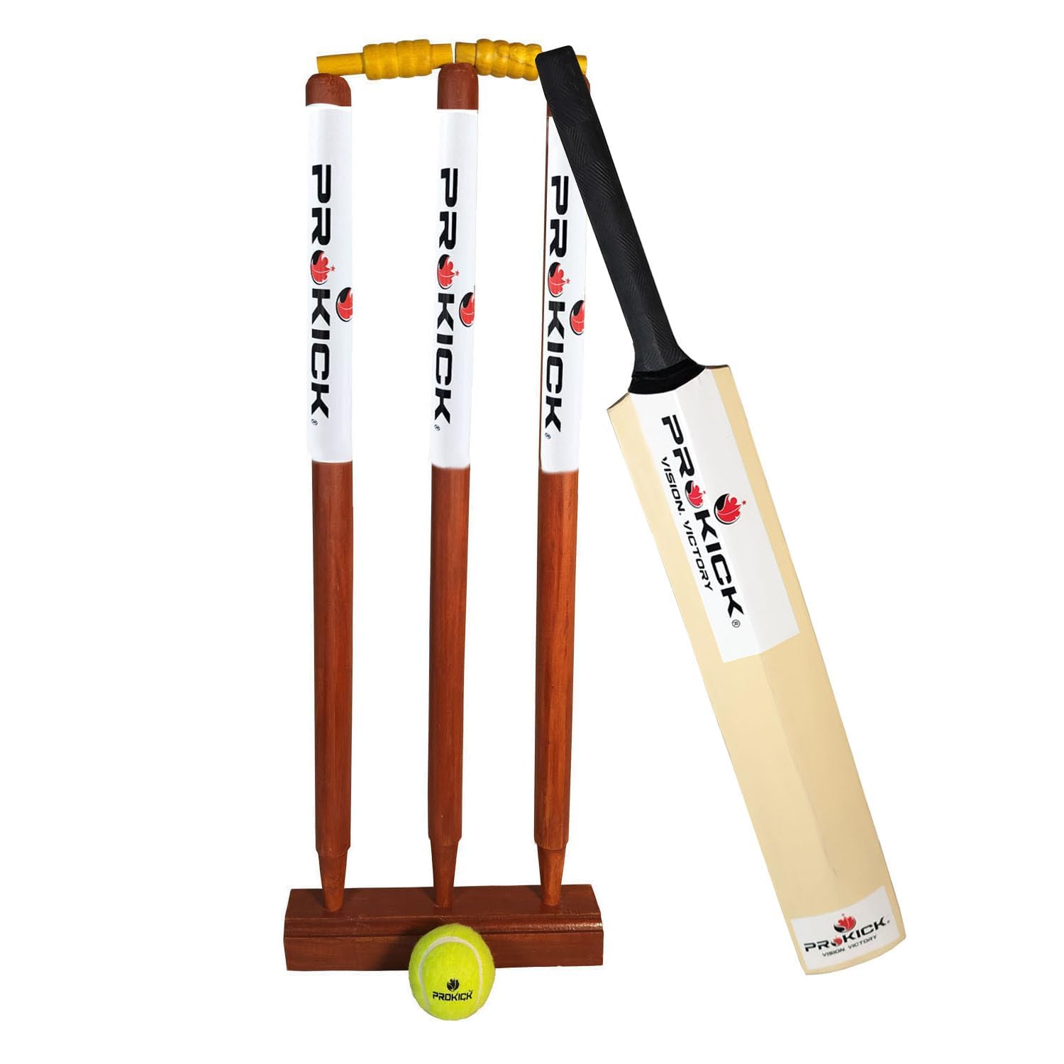 Prokick Wooden Cricket Kit | Kit for Light Weight Ball with Base | Kit for Boys and Girls | Practice Cricket Kit - Size 4 (Boys)-picture-40