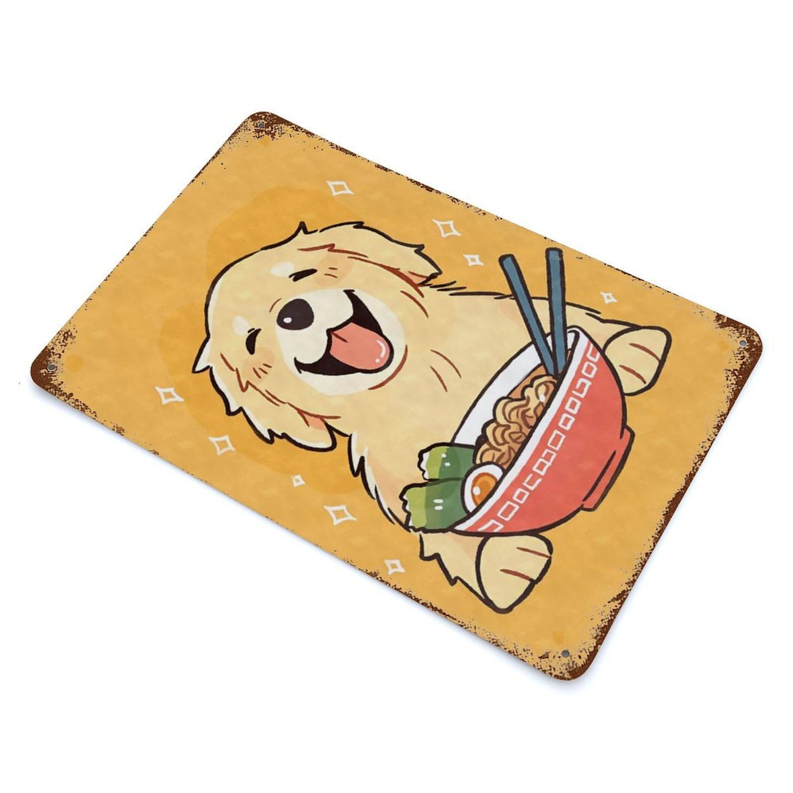 Golden Retriever Ramen Retro Metal Sign 11.8"x7.9", for Pub, Kitchen And Man Cave Decor, Industrial Home Decor