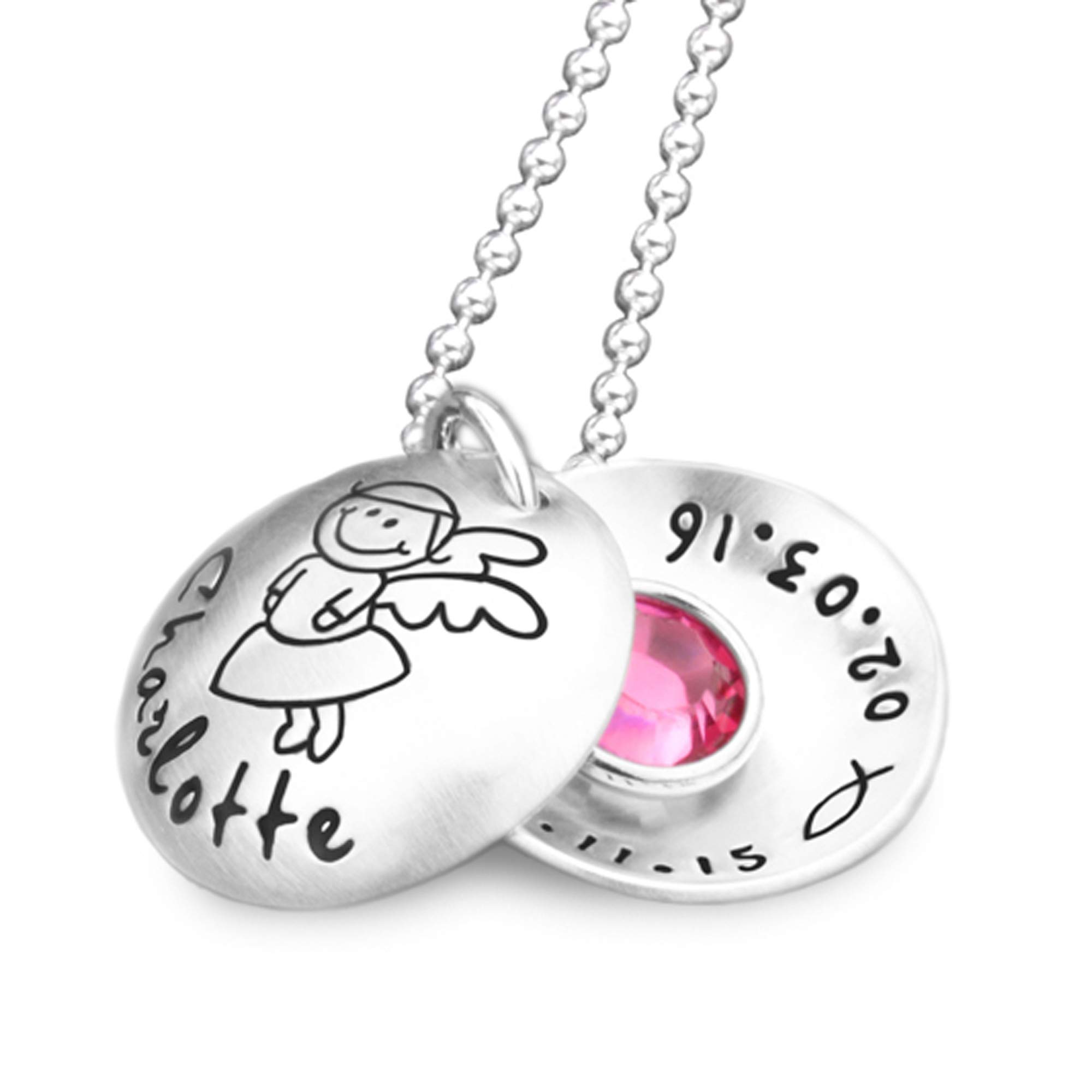 Taufkette SCHUTZENGELCHEN 2.0 925 Silberkette | Gravur, Engel, Taufschmuck personalisiert, Taufgeschenk, Geburtsstein, Mädchen