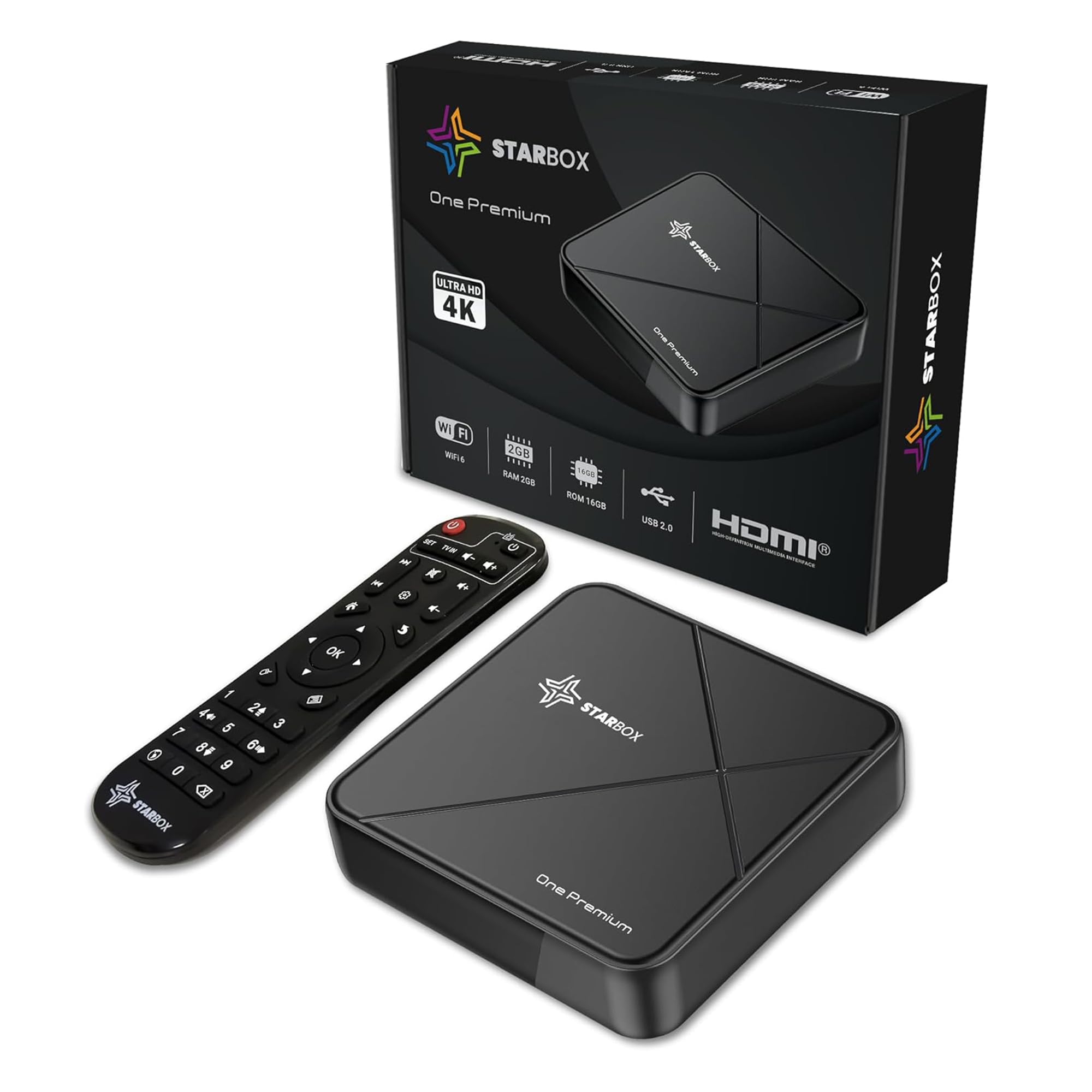 STAR BOX One Premium – Android Box TV, Amlogic S905Y5, Android 14.0, 2GB/16GB, WiFi 6, 4K UHD, Smart TV Box, Quad Core Arm Cortex A55 (One Premium)