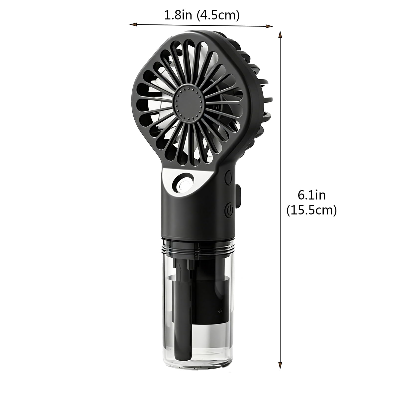 Ventilatore Nebulizzatore Portatile, 6.1in Mini a Mano con Serbatoio | 4 velocità vento, motore silenzioso, nebbia fine, serbatoio trasparente, ricaricabile USB, leggero, raffreddamento(Black)