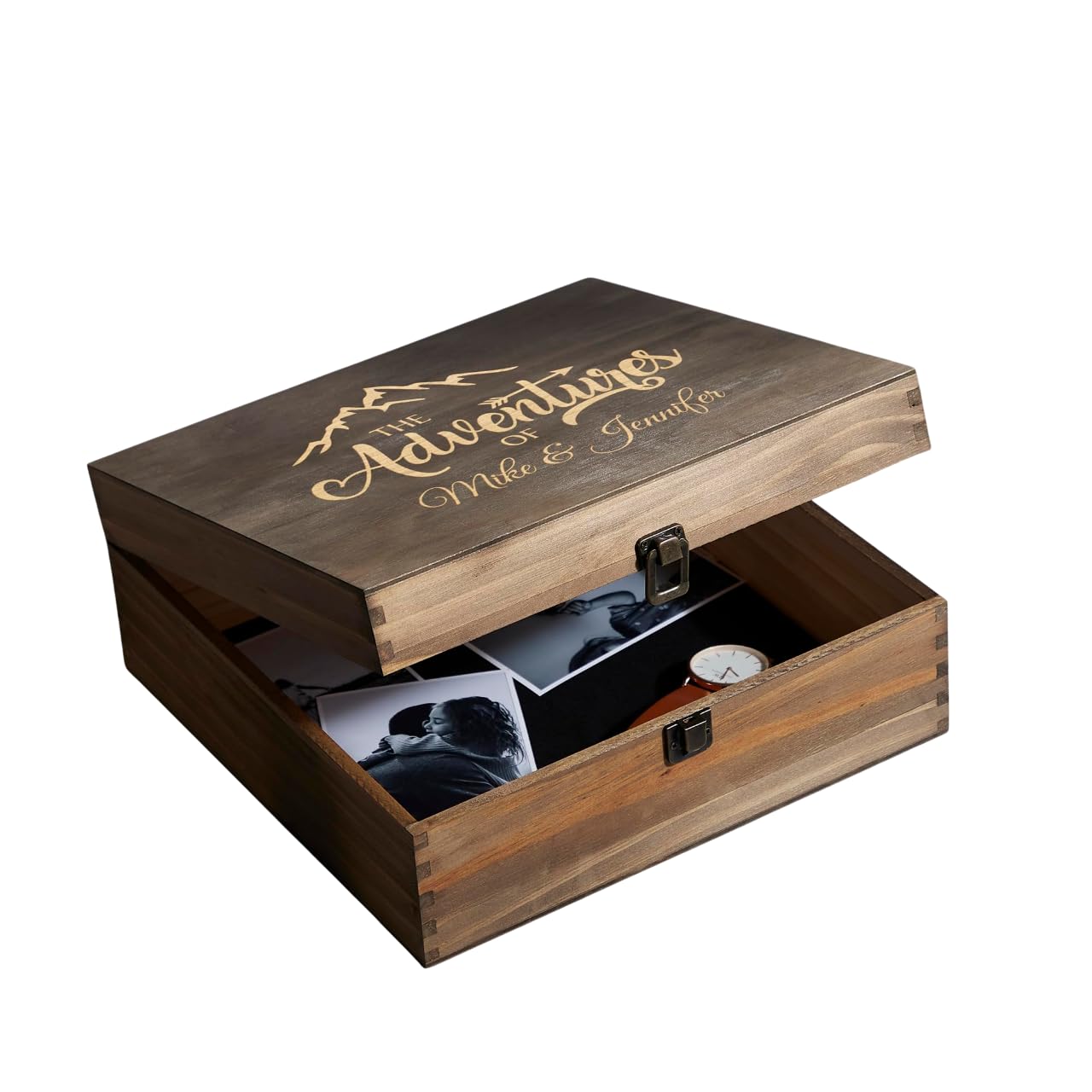 Personalized Adventure Memory Box, Engraved Travel Keepsake for Couples