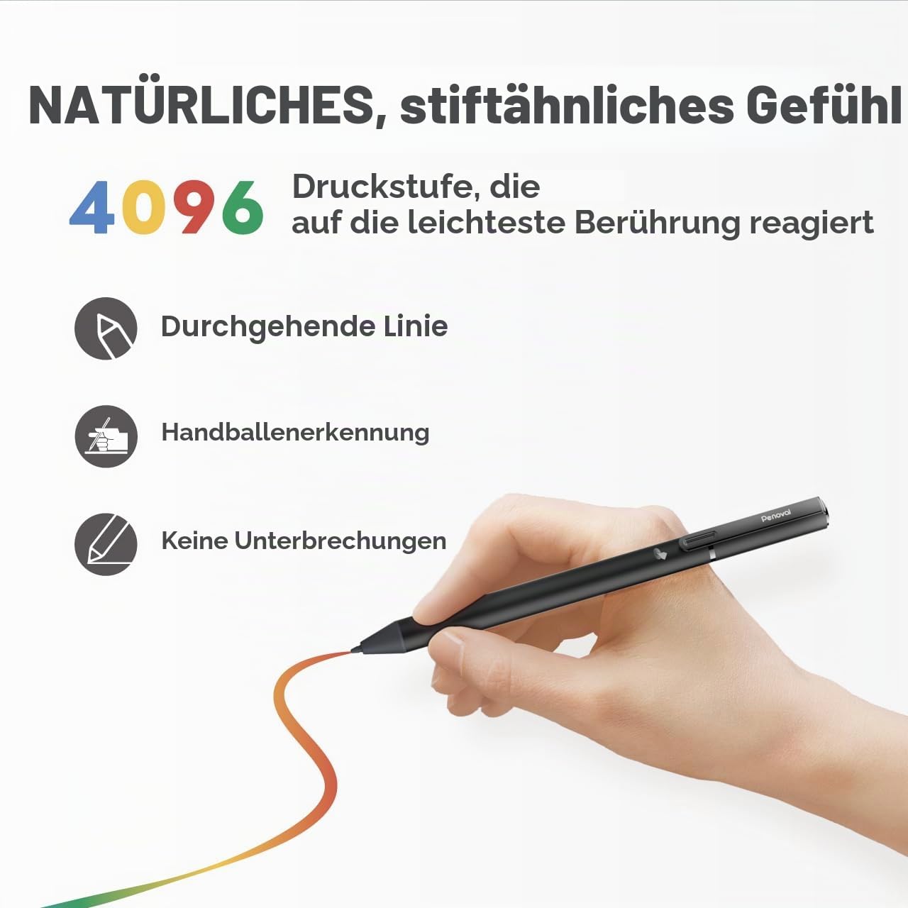 Penoval USI 2.0 Lite Eingabestift für Chromebooks und das Pixel Tablet | 4096 Druckstufen, flüssiges Schreibgefühl, aktiver digitaler Eingabestift für Amazon Fire Max 11, ASUS Flip CX5, Lenovo Duet
