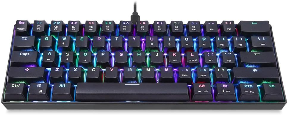 Grborn MOTOSPEED CK61 RGB Mechanical Gaming Keyboard OUTMU Blue Switches Keyboard 61 Keys Anti-ghosting with Backlight for Gaming Black