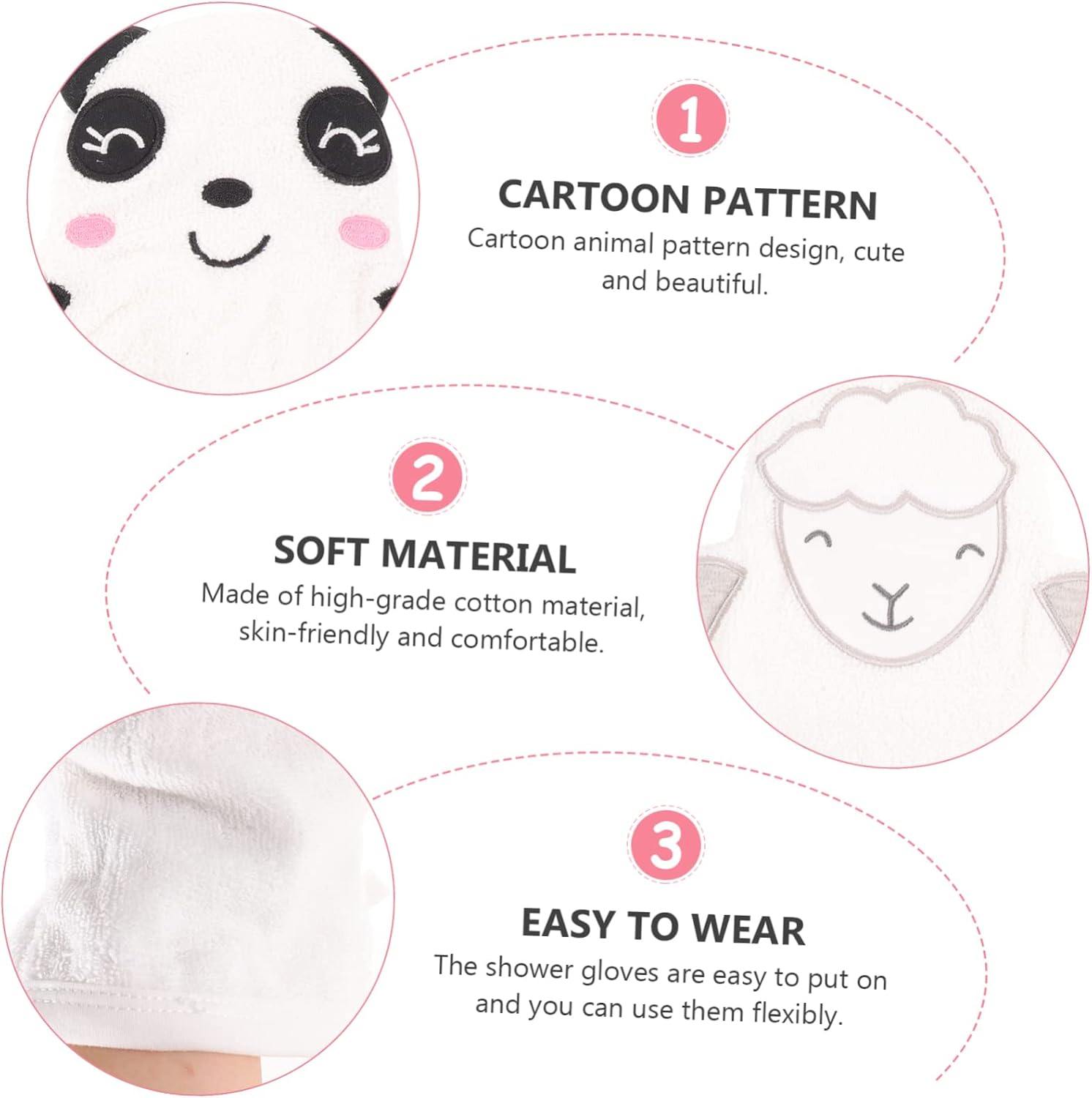 2pcs Boy Girl Shower Gloves Animal Scrubbing Mittens Bath Mittens for Girls Exfoliating Gloves Reusable Skin Cleaning Mitts