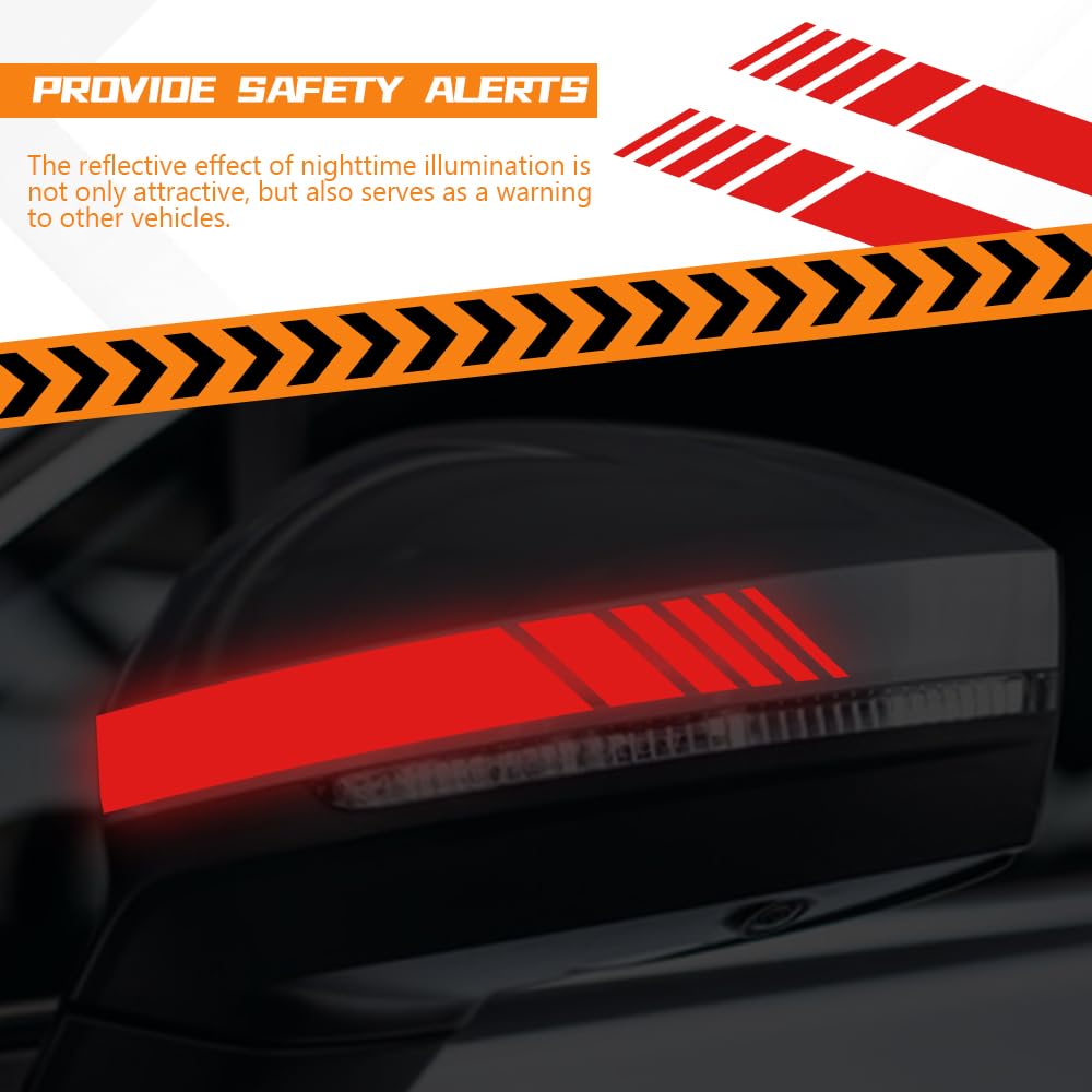 2PCS Car Rear View Mirror Stickers Waterproof Auto Side Rearview Mirrors Decal Stripes Universal Anti-Collision Striped Automotive Warning — view 4